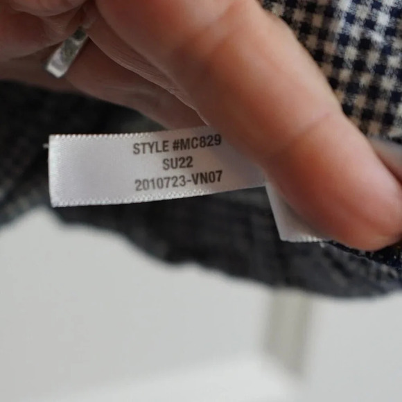 Madewell Floral Embroidered Gingham Shirred Short Puff Sleeve Blouse Top Size XL - Picture 8 of 11